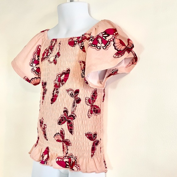 🆕The Children’s Place Girl’s Pink Butterfly Smocked Top - Picture 3 of 8